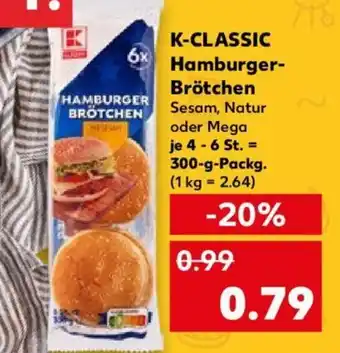 Kaufland K-CLASSIC Hamburger- Brötchen 300 g Packg. Angebot