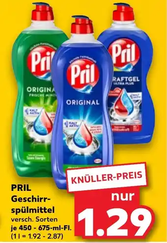 Kaufland PRIL Geschirr- spülmittel 450-675 ml Fl. Angebot