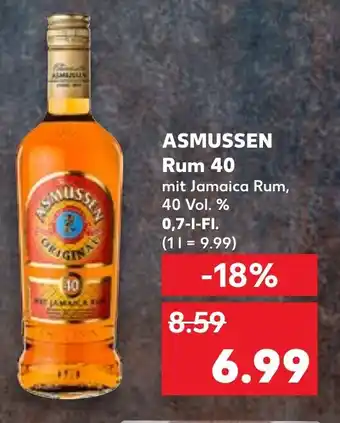 Kaufland ASMUSSEN Rum 40 0,7 l Fl. Angebot