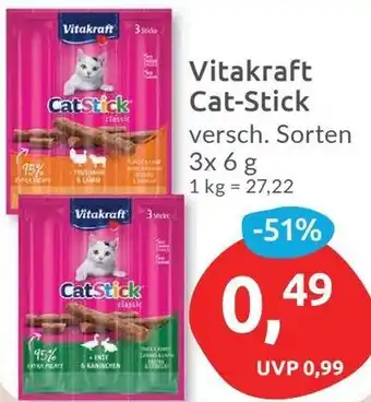 Budni Vitakraft Cat-Stick 3x6 g Angebot