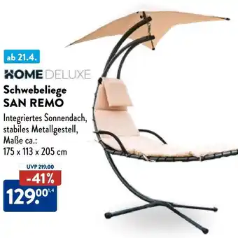 Aldi Nord HOME DELUXE Schwebeliege SAN REMO Angebot