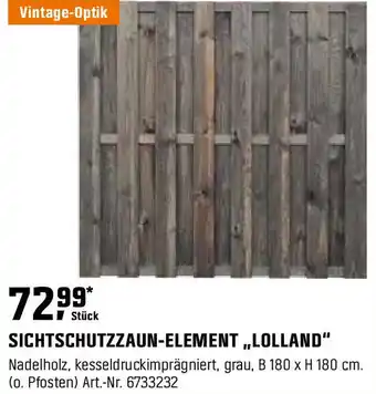 OBI SICHTSCHUTZZAUN-ELEMENT ,,LOLLAND" Angebot