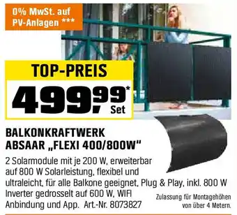 OBI BALKONKRAFTWERK ABSAAR ,,FLEXI 400/800W" Angebot