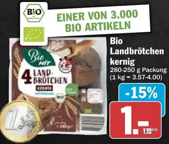 Hit Bio Landbrötchen kernig 280-250 g Packung Angebot