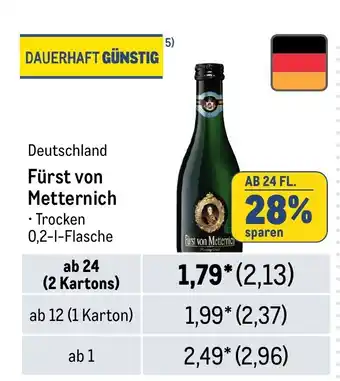 METRO Fürst von Metternich Trocken 0,2-1-Flasche Angebot