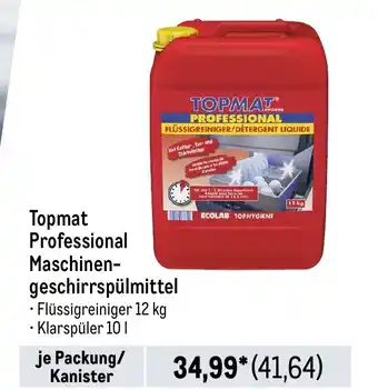 METRO Topmat Professional Maschinengeschirrspülmittel je Packung/ Kanister Angebot