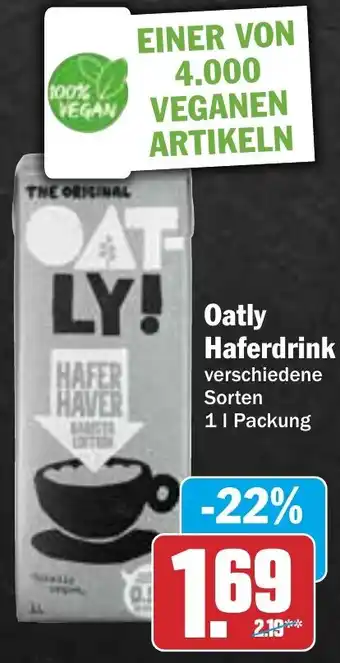 Hit Oatly Haferdrink 1 L Packung Angebot