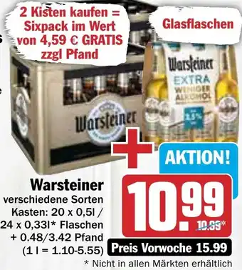 Hit Warsteiner 20x0,5 L/24x0,33 L Flaschen Angebot