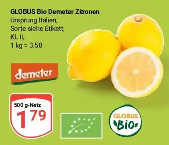 Globus GLOBUS Bio Demeter Zitronen 500 g-Netz Angebot