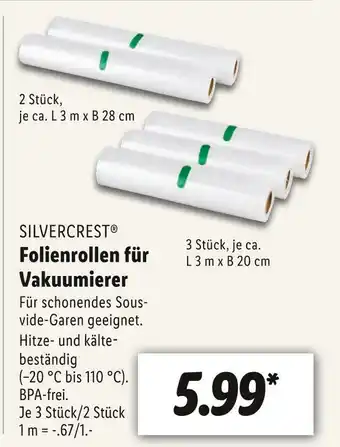 Lidl Silvercrest folienrollen für vakuumierer Angebot