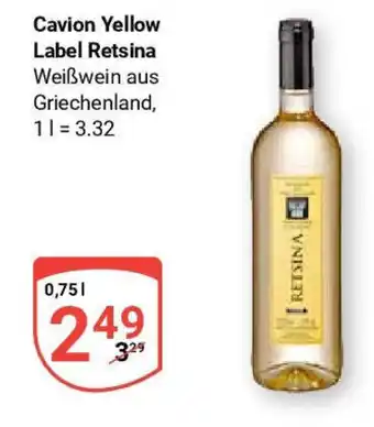 Globus Cavion Yellow Label Retsina 0,75 l Angebot