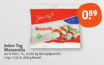 tegut Jeden Tag Mozzarella 200 g Beutel Angebot