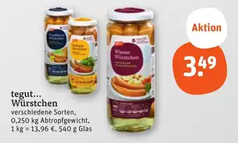 tegut tegut... Würstchen 540 g Glas Angebot