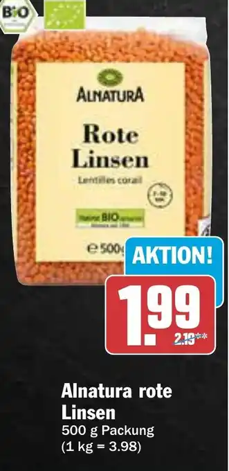 AEZ Alnatura rote Linsen 500 g Packung Angebot