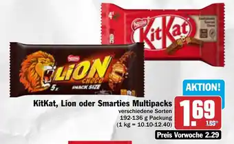 AEZ KitKat, Lion oder Smarties Multipacks192-136 g Packung Angebot