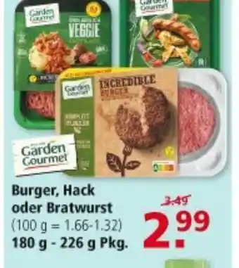 Multi Markt Garden Gourmet Burger, Hack oder Bratwurst 180-226g Angebot