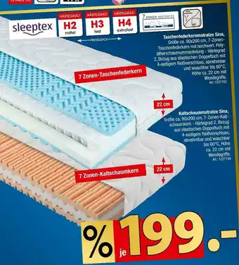 Zurbrüggen Sleeptex taschenfederkernmatratze oder kaltschaummatratze sina Angebot