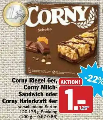 Hit Corny Riegel 6er, Corny Milch Sandwich Oder Corny Haferkraft 4er Angebot