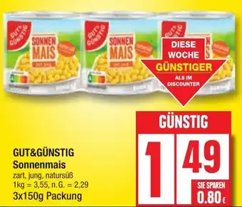 Edeka GUT&GÜNSTIG Sonnenmais 3x150g Packung Angebot