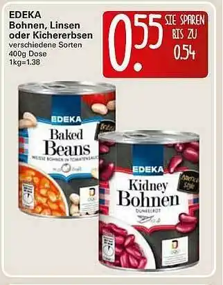 WEZ Edeka Bohnen, Linsen Oder Kichererbsen Angebot