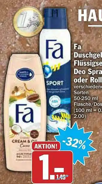 AEZ Fa Duschgel Flüssigse Deo Spray Oder Roll Angebot