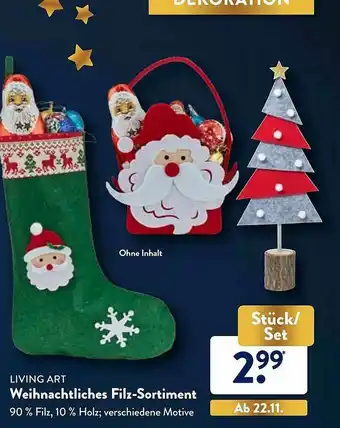 Aldi Nord Living Art Weihnachtliches Filz-sortiment Angebot