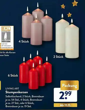 Aldi Nord Living Art Stumpenkerzen Angebot