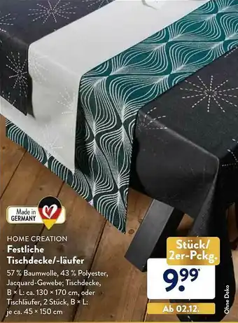 Aldi Nord Home Creation Festliche Tischdecke Oder -läufer Angebot