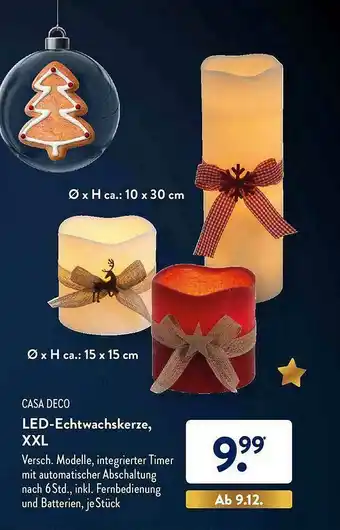Aldi Süd Casa Deco Led-echtwachskerze XXL Angebot