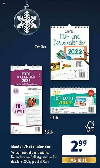 Aldi Süd Bastel- Fotokalender Angebot