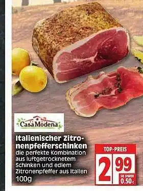 Edeka Casa Modena Italienischer Zitronenpfefferschinken Angebot