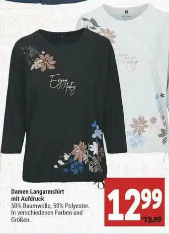 Marktkauf Damen Langarmshirt Mit Aufdruck Angebot