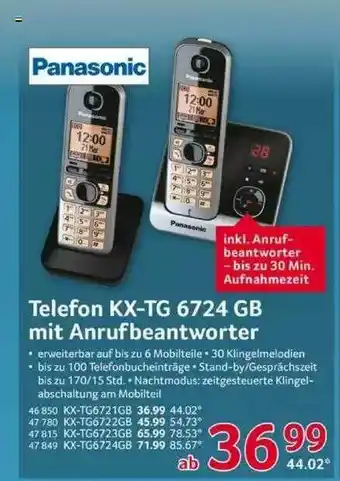 Selgros Telefon Kx-tg 6724 Gb Mit Anrufbeantworter Panasonic Angebot