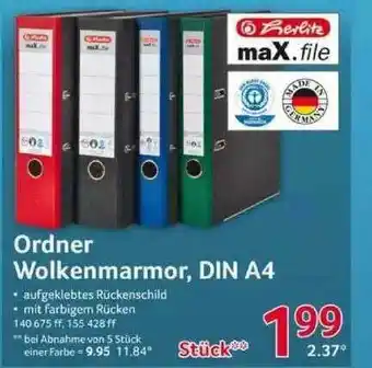 Selgros Ordner Wolkenmarmor Din A4 Herlitz Angebot