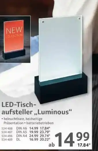 Selgros Led-tisch-aufsteller „luminous” Angebot