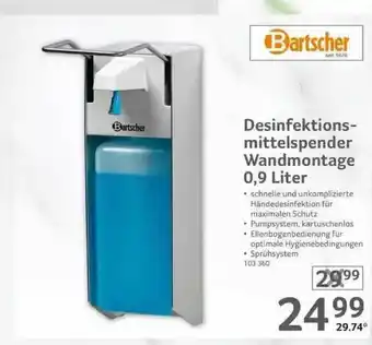 Selgros Desinfektions-mittelspender Wandmontange 0.9 Liter Bartscher Angebot