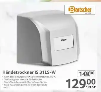 Selgros Händetrockner Is 31ls-w Bartscher Angebot