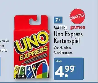 Aldi Nord Mattel Uno Express Kartenspiel Angebot