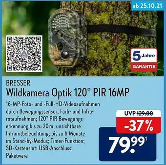 Aldi Nord Bresser Wildkamera Optik 120° Pir 16mp Angebot