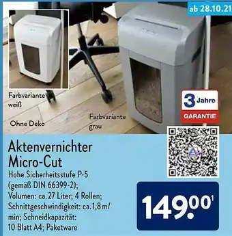 Aldi Nord Aktenvernichter Micro-cut Angebot