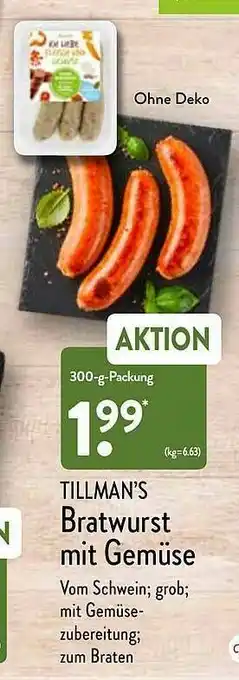 Aldi Nord Tillman's Bratwurst Mit Gemüse Angebot