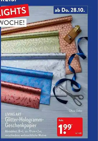 Aldi Nord Living Art Glitter-hologramm-geschenkpapier Angebot