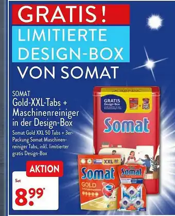 Aldi Nord Somat Gold-XXL-tabs + Maschinenreiniger In Der Design-box Angebot