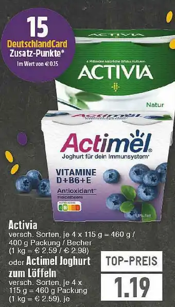 E-Center Activia Oder Actimel Joghurt Zum Löffeln Angebot