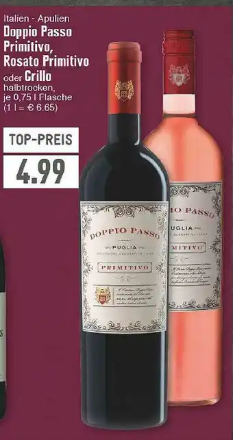 E-Center Doppio Passo Primitivo, Rosato Primitivo Oder Grillo Angebot