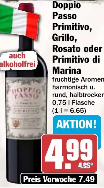 AEZ Doppio Passo Primitivo, Grillo, Rosato oder Primitivo di Marina 0,75 L Flasche Angebot