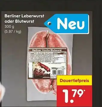 Netto Marken-Discount Berliner Leberwurst Oder Blutwurst Angebot