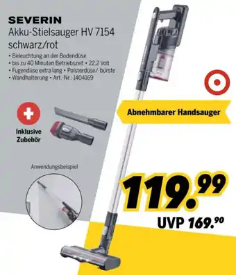 MEDIMAX SEVERIN Akku-Stielsauger HV 7154 schwarz/rot Angebot