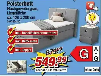 Poco Polsterbett Flachgewebe Grau Liegefläche Angebot