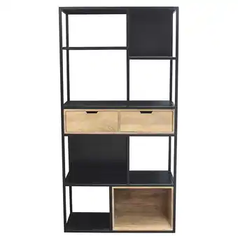 ManoMano Bücherschrank aus schwarzem Metall mit massivem Mango-Holz jaipur - Schwarz Angebot